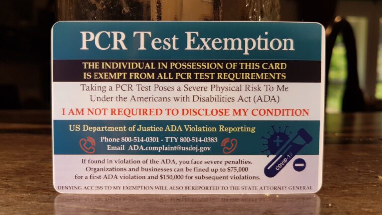 pcr test exemption card