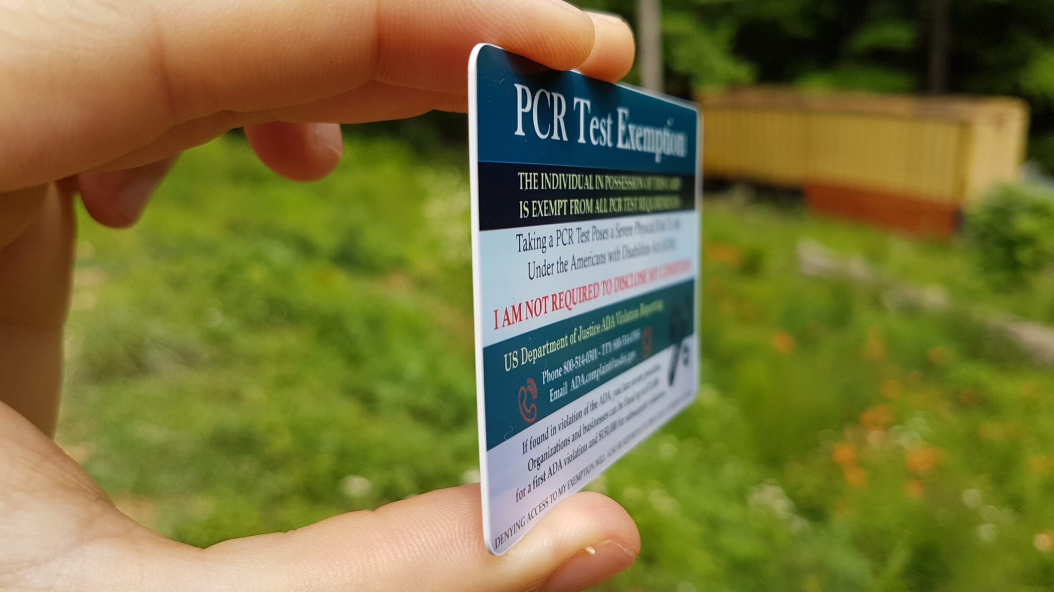 PCR Test Exemption Card - Exemption Cards