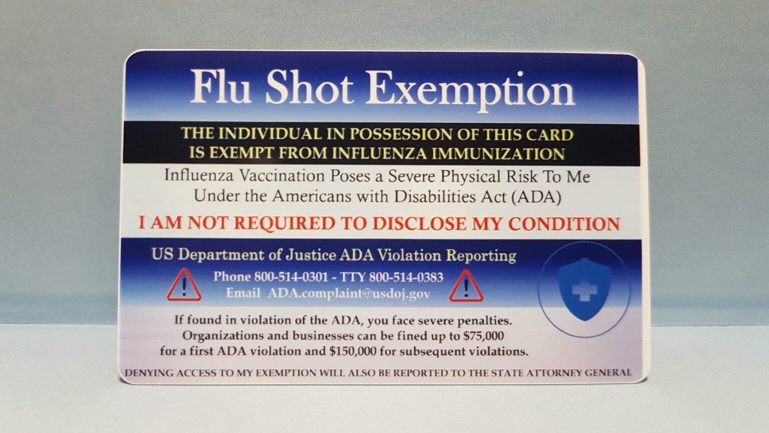 medical exemption form for flu shot