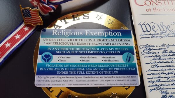 religious exemption card