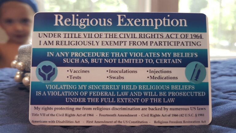 religious exemption card